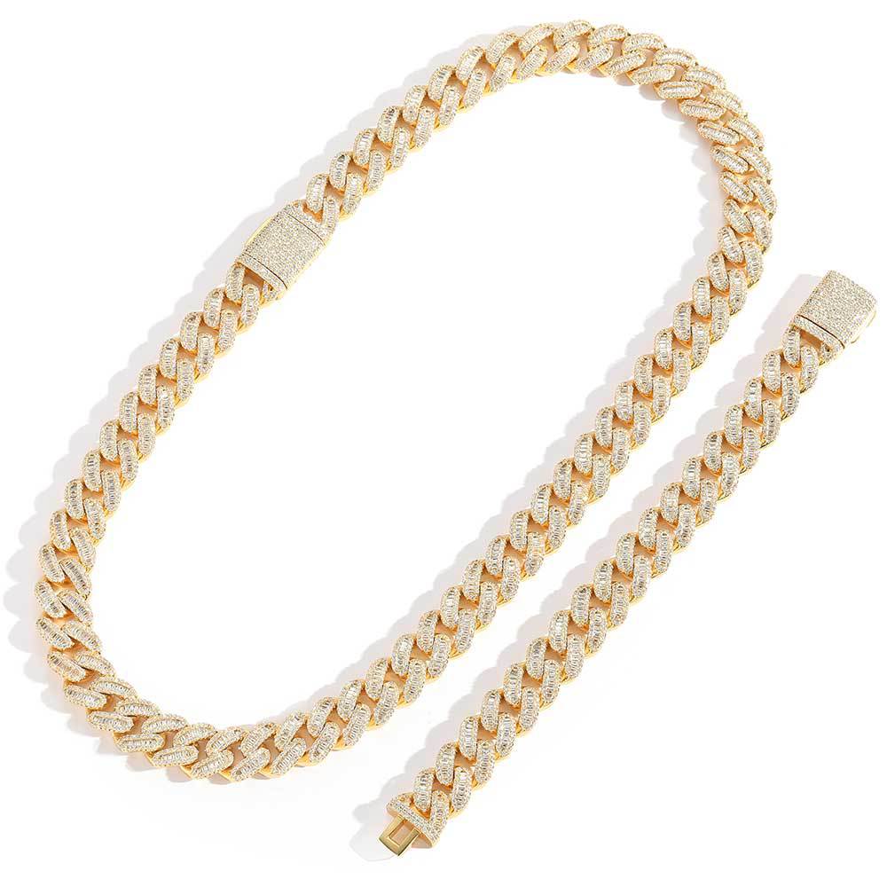 15 mm Iced Cuban Hip Hop Necklace or Bracelet with Cubic Zirconia on a Copper Base - CHA118 product image