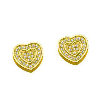 Unisex Iced Heart Stud Earrings Gift