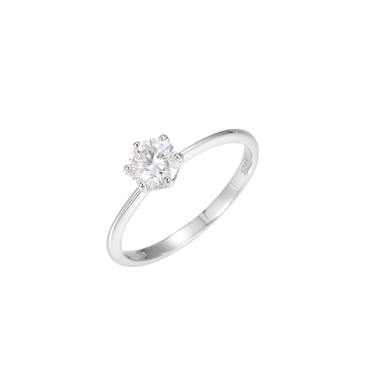 925 Silver Crown Setting Moissanite Ring for Women and Men - Minimalist Round Solitaire Statement Ring product image