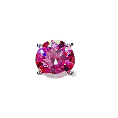 Pink Moissanite Ring for Women – 20 Carat Round Solitaire Statement Ring