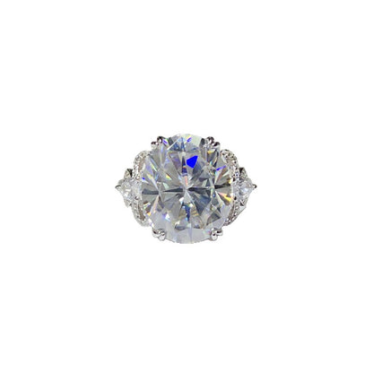 10 Carat Oval Moissanite Butterfly Halo Ring for Women