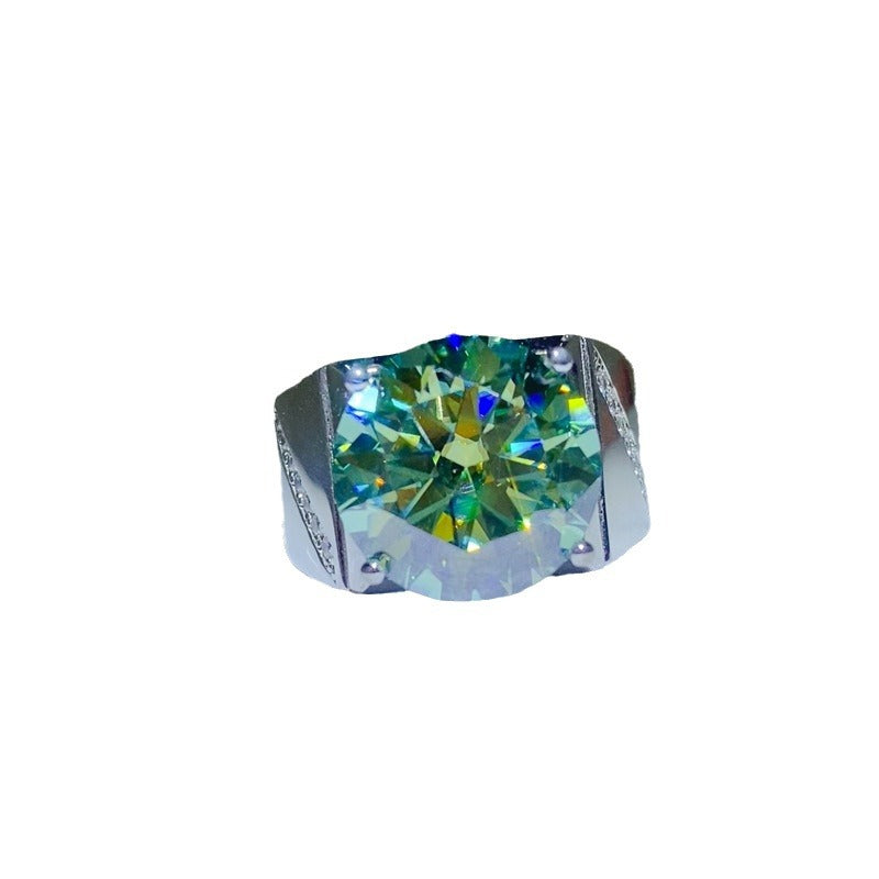 Men’s Green Moissanite Ring U-Shape Statement Ring 5 Carat 10 Carat product image