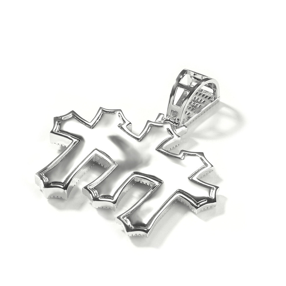 Men’s Iced Cross Pendant Necklace with Cubic Zirconia Twisted Chain product image