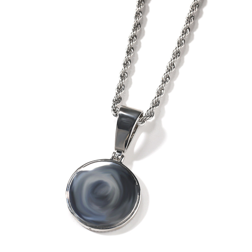 Iced Starry Compass Pendant Necklace with 24-Inch Twist Chain for Women product image