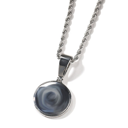 Iced Starry Compass Pendant Necklace with 24-Inch Twist Chain for Women