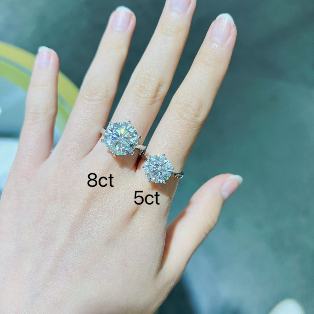 Round Moissanite Solitaire Ring, Six-Prong 13.0mm Ring for Women product image