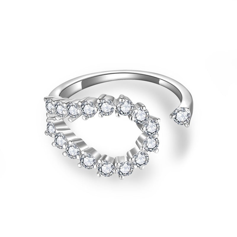 Moissanite Open Ring for Women, Clear Stone Wrap Band, Promise Ring Style product image