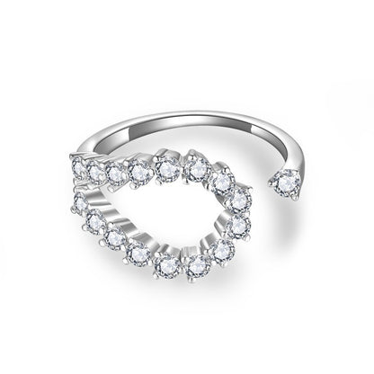 Moissanite Open Ring for Women, Clear Stone Wrap Band, Promise Ring Style