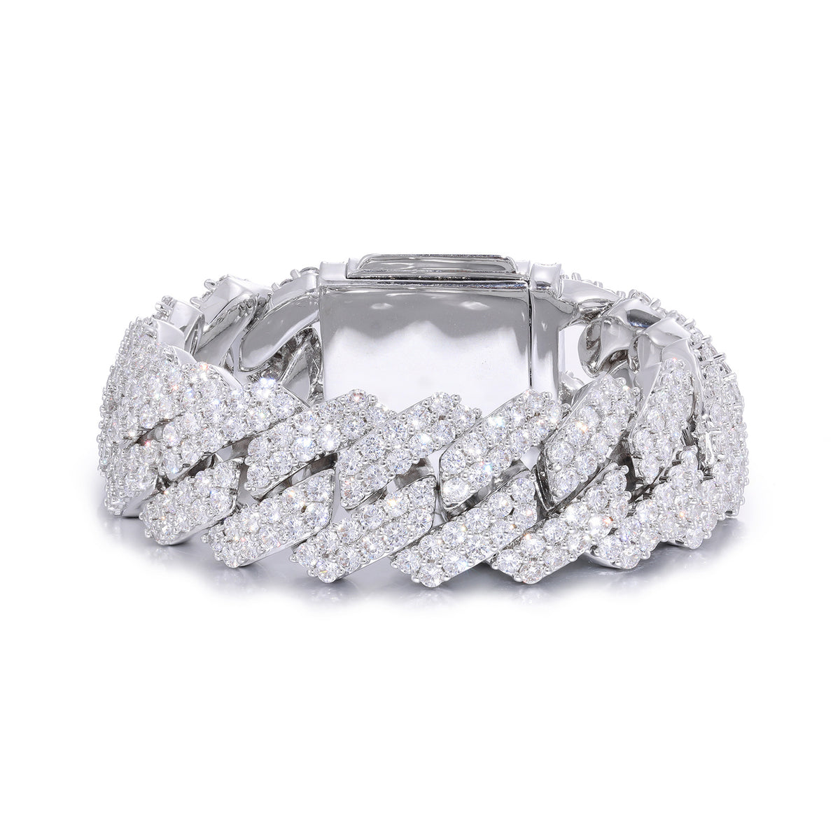 20mm Double-Row Zircon Cuban Link Bracelet, Copper Plated Unisex Hip Hop Bracelet product image
