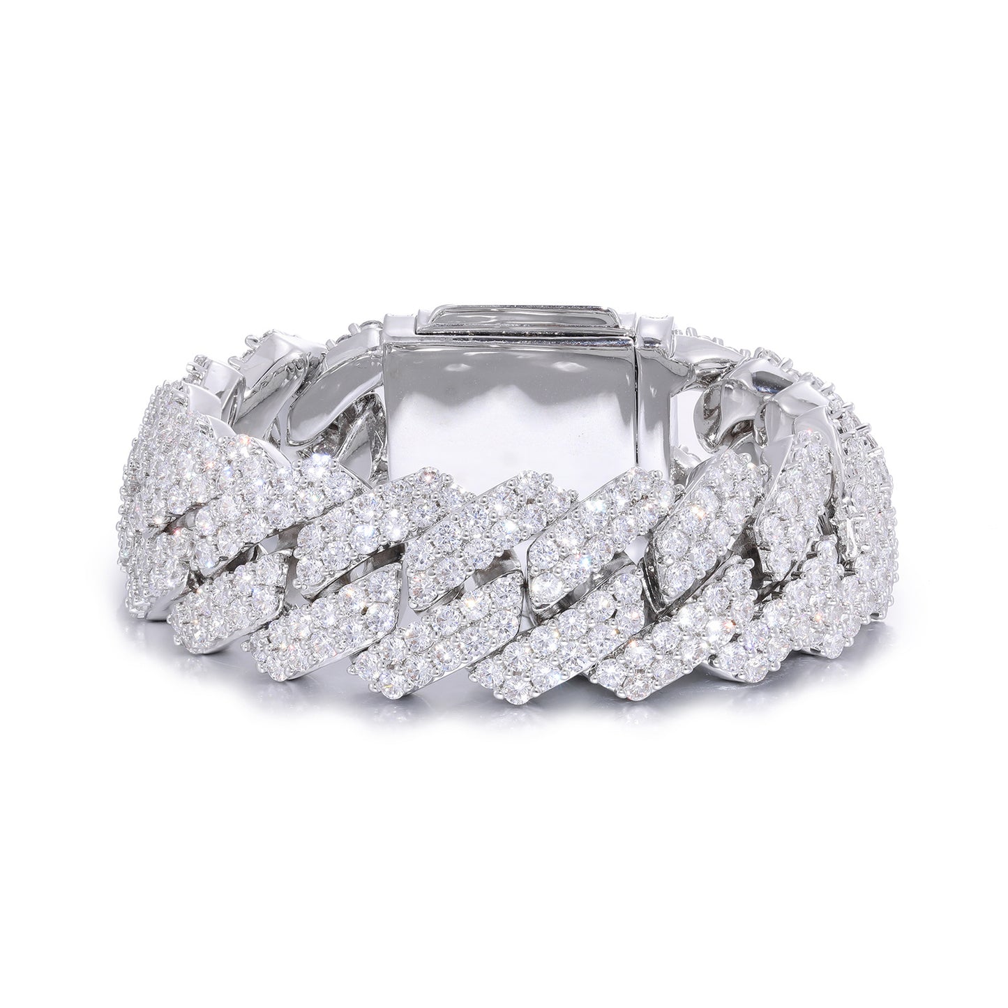 20mm Double-Row Zircon Cuban Link Bracelet, Copper Plated Unisex Hip Hop Bracelet product image