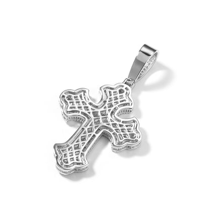 Iced Out Cross Pendant Necklace with Cubic Zirconia Twisted Chain for Women and Men