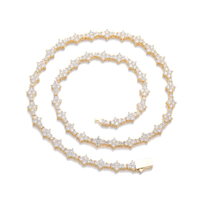 Unisex Geometric Cubic Zirconia Tennis Chain Necklace Bracelet