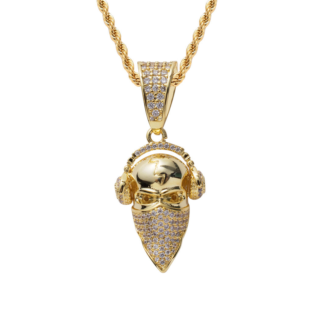 Vintage Punk Skull Copper Pendant Necklace for Men and Women