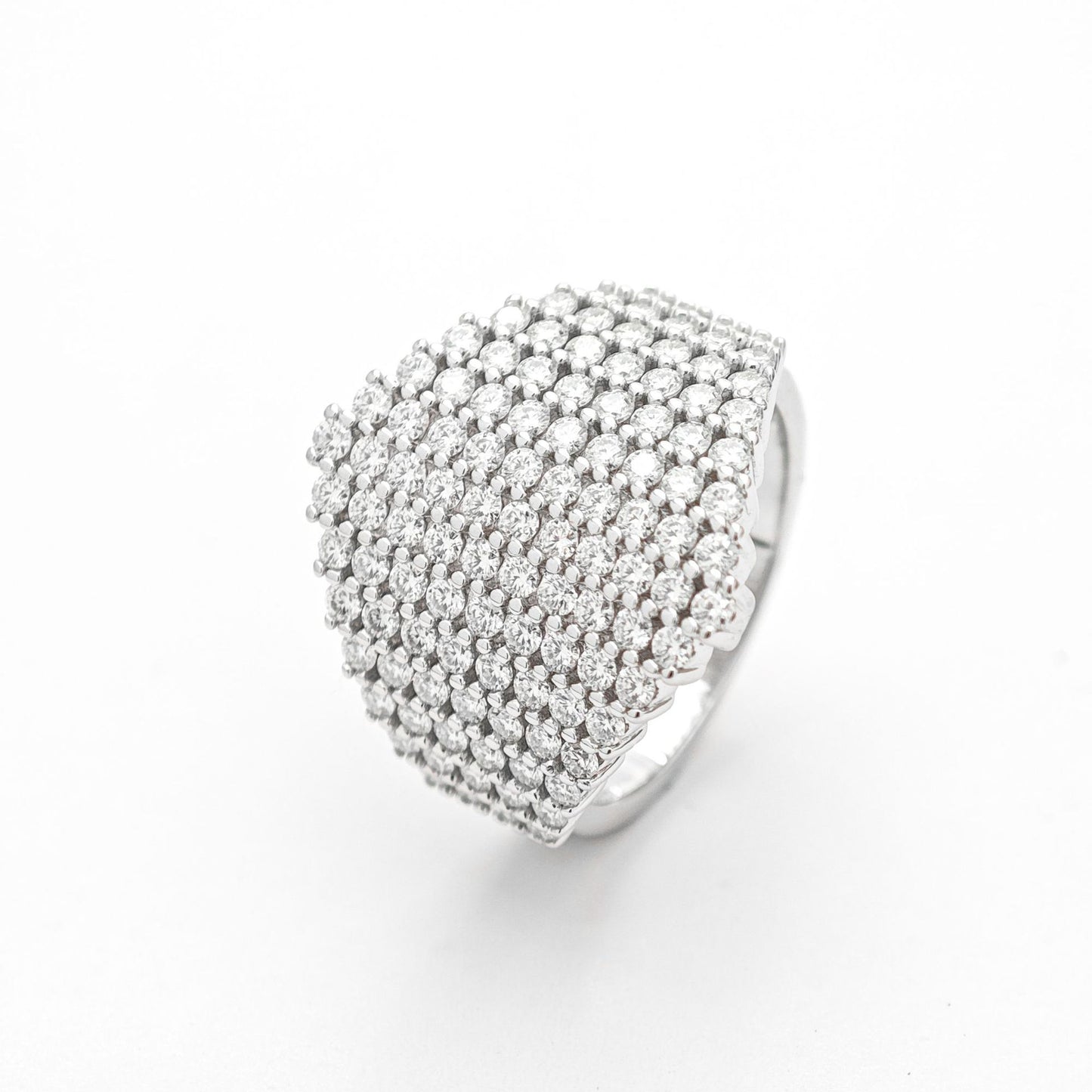 Moissanite Cluster Ring, Round-Cut Pavé Dome Ring, S925 Silver 18K Gold Plated product image