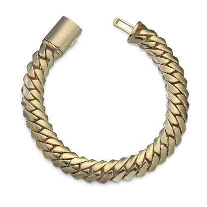 12 mm Polished Rounded Cuban Hip Hop Bracelet with Copper Base - CHA360