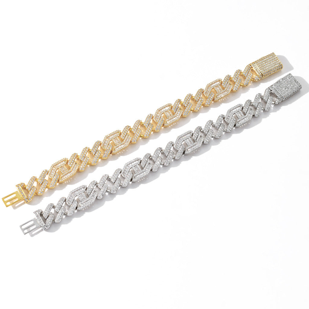 Hip Hop Diamond Shape Cuban Link Copper Necklace for Men