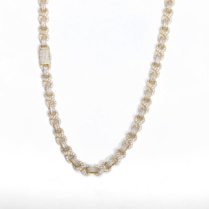 10 mm Baguette CZ Figure-Eight Link Hip Hop Necklace or Bracelet with Copper Base - CHA428
