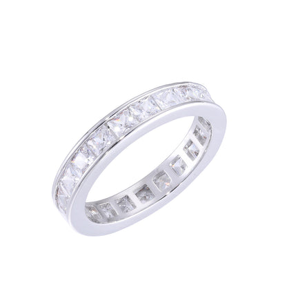 Iced Zircon Band Ring for Men and Women - Geometric Hip Hop Style Finger Ring, Sizes 7-10