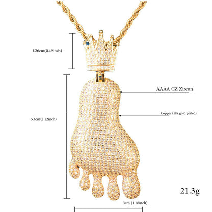 Iced Crown Drip Pendant Necklace