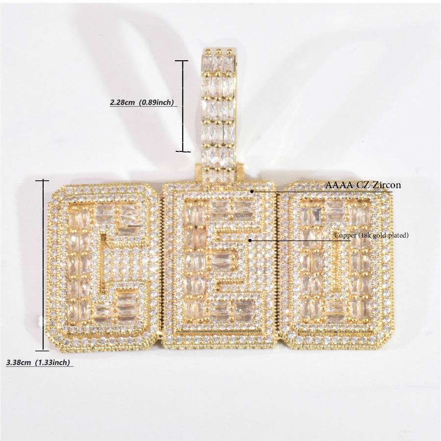 Unisex Iced Out Letter Pendant Necklace