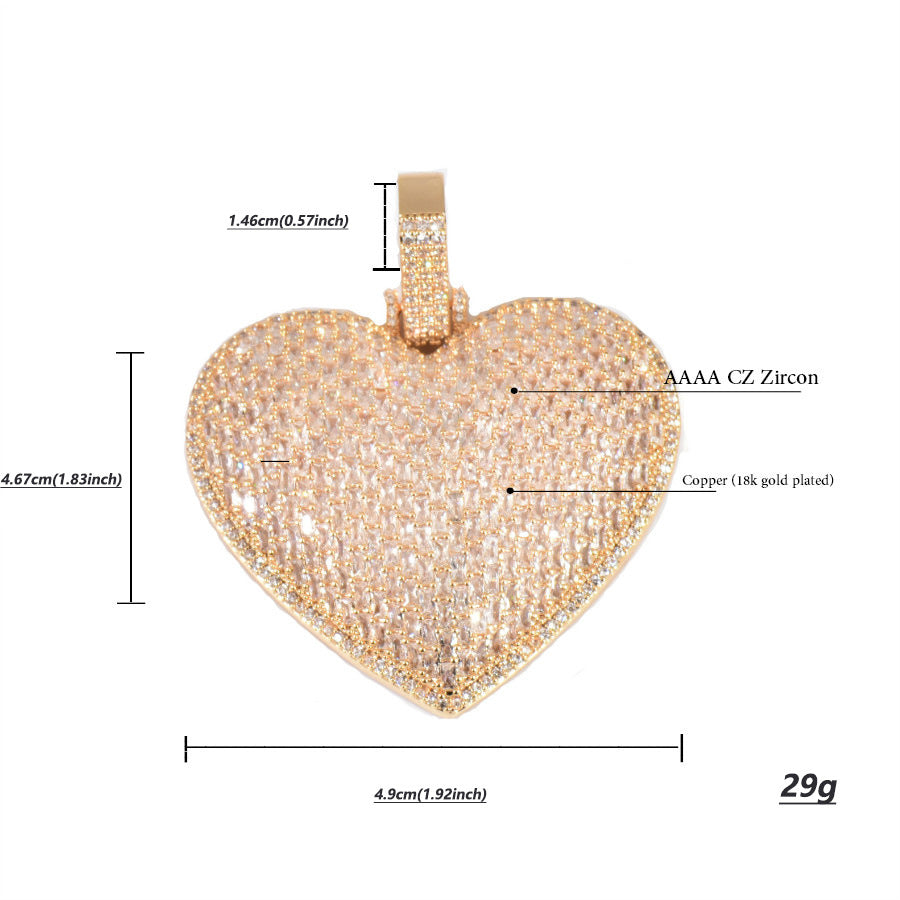 Iced Out Heart Pendant Necklace Unisex