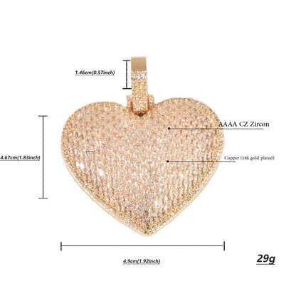 Iced Out Heart Pendant Necklace Unisex