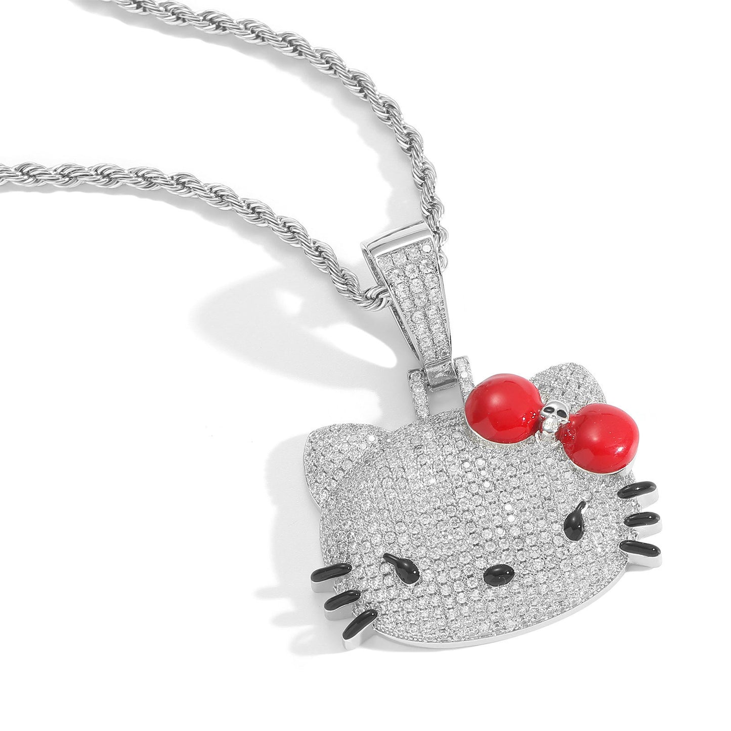Hip Hop Minimalist Cat Copper Pendant Necklace for Men and Women