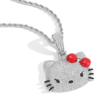 Hip Hop Minimalist Cat Copper Pendant Necklace for Men and Women