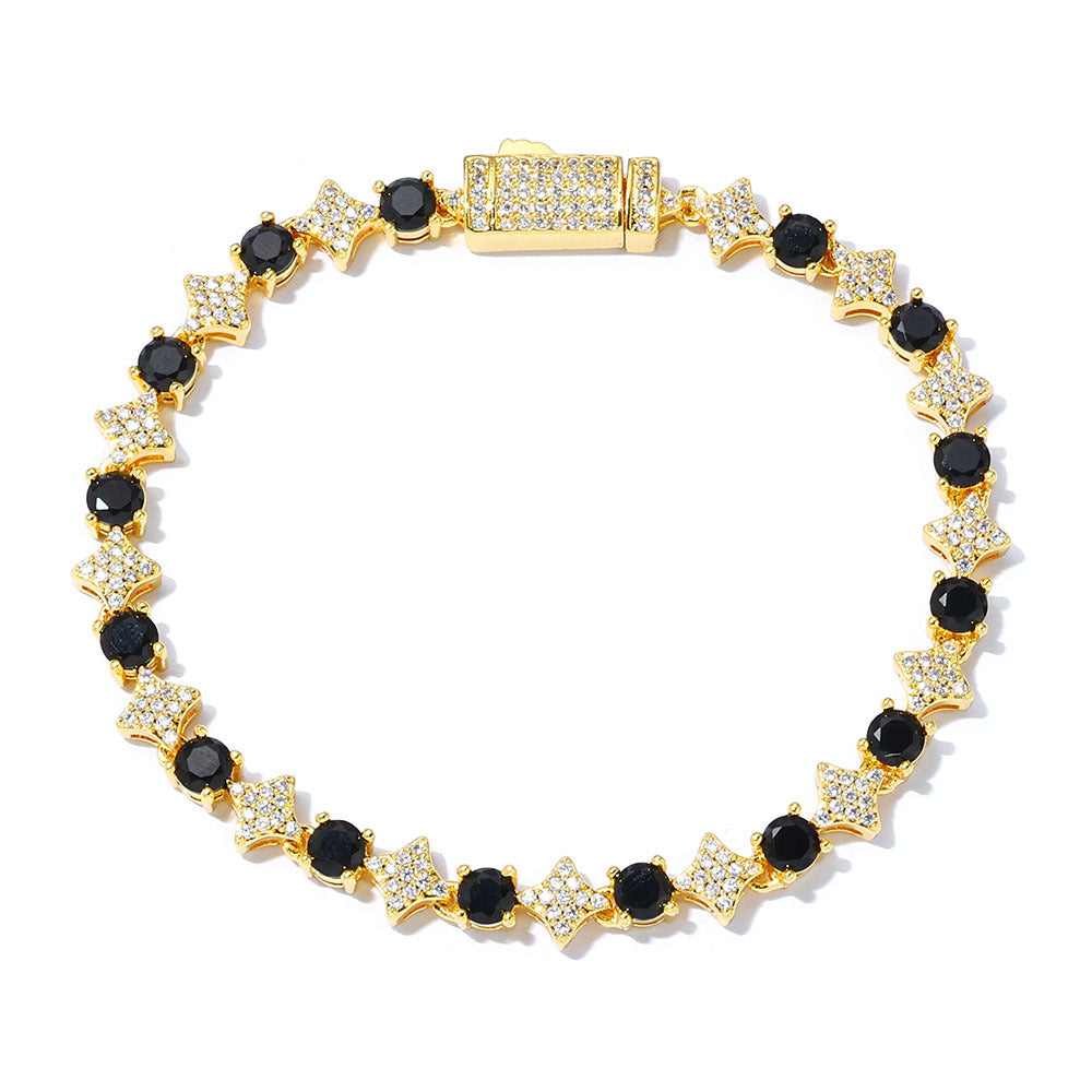 6 mm Star and Round CZ Link Copper Bracelet - CHA304 product image