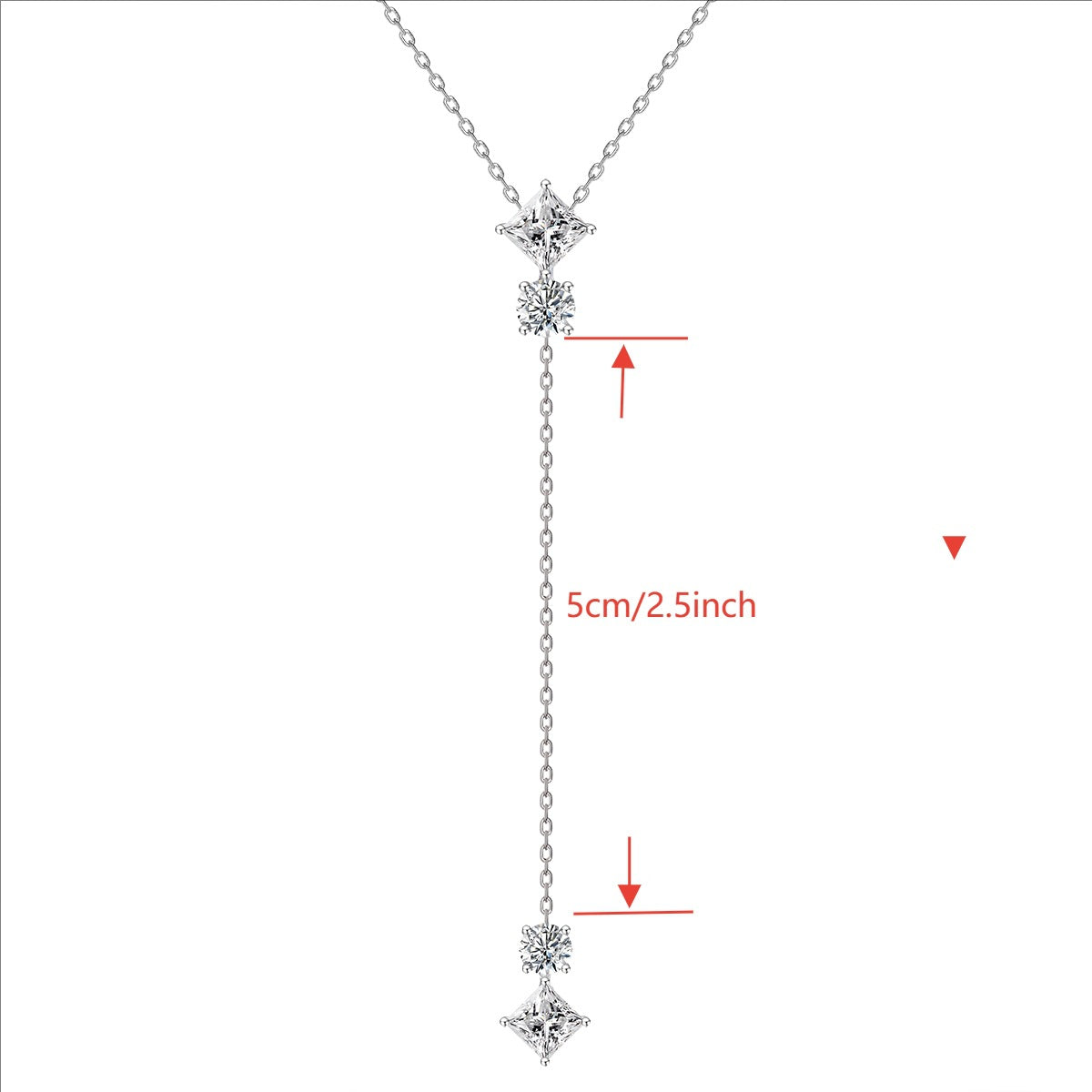 Layered Y Necklace for Women, 18k Gold Plated S925 Silver Crystal Drop product image