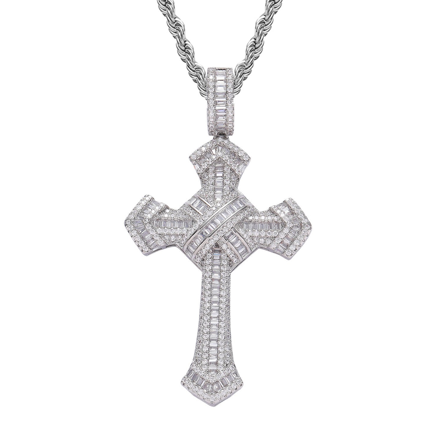 Hip Hop Vintage Cross Copper Pendant Necklace for Men and Women