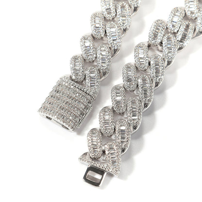 Men’s Iced Out Cuban Link Chain Necklace with Cubic Zirconia – Gold or Silver Statement Hip Hop Pendant Chain