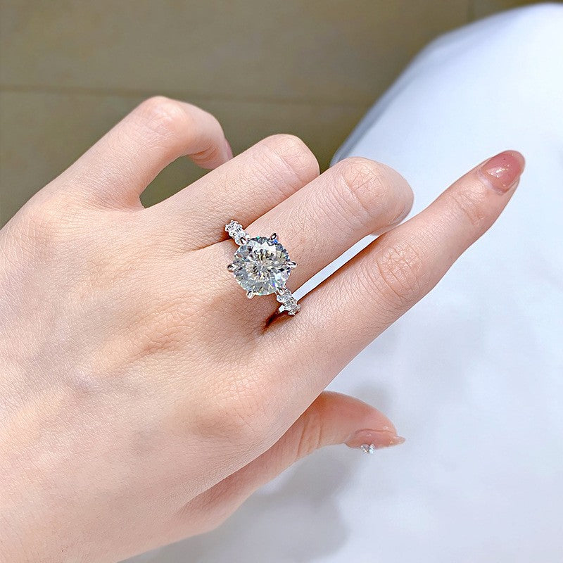 5 Carat Round Cut Moissanite Halo Engagement Ring product image