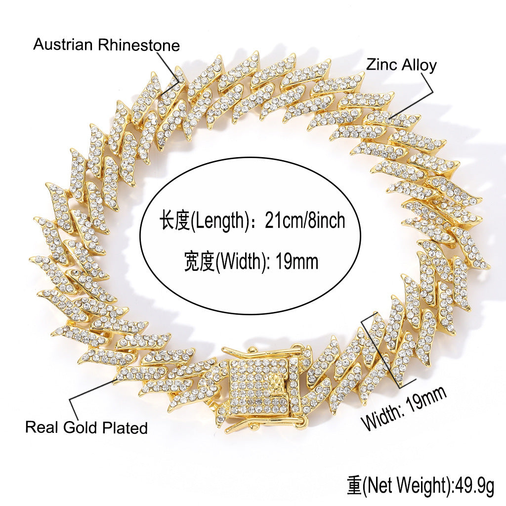 Hip Hop Punk Cuban Link Alloy Bracelet for Men