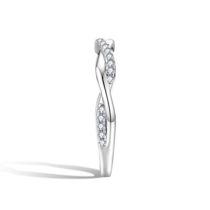 Moissanite Twist Crossover Ring for Women, Elegant Stacking Wedding Ring