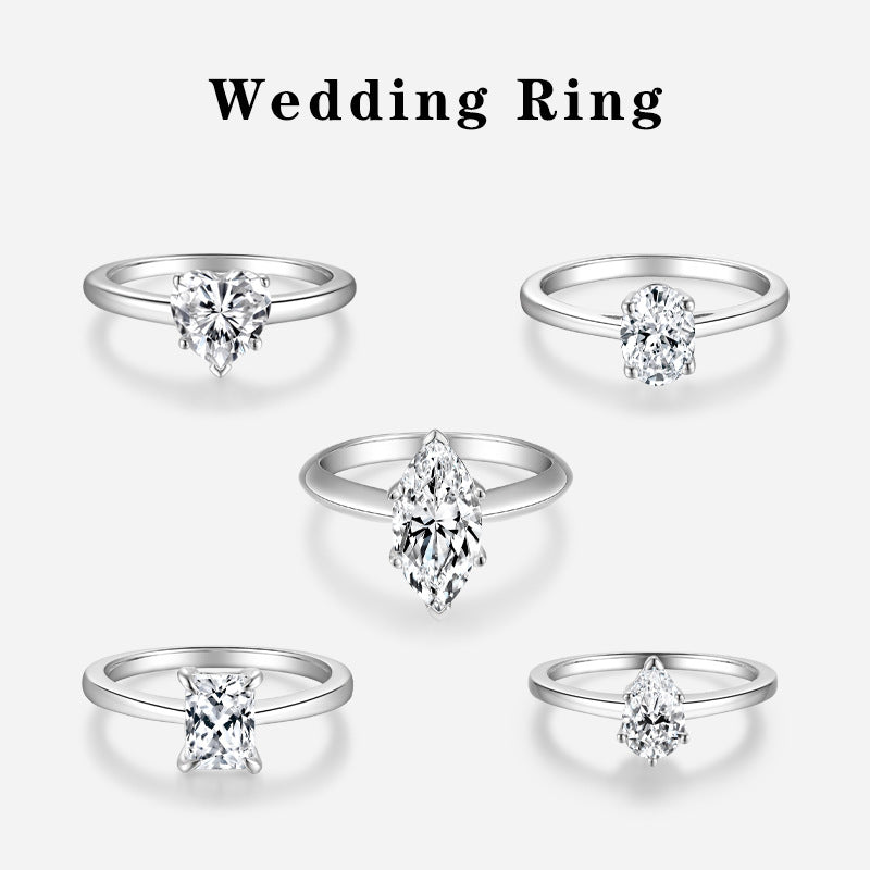 Moissanite Ring for Women, 1 Carat Solitaire Engagement Ring, Heart & Marquise Cuts product image