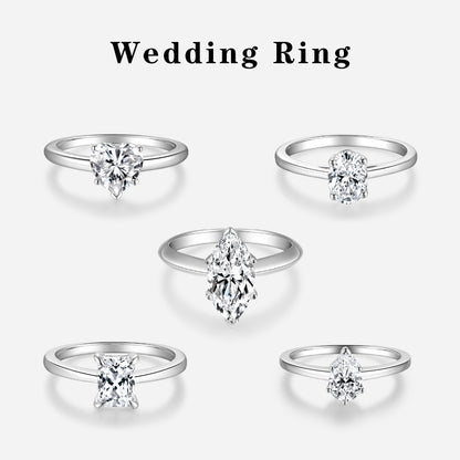 Moissanite Ring for Women, 1 Carat Solitaire Engagement Ring, Heart & Marquise Cuts