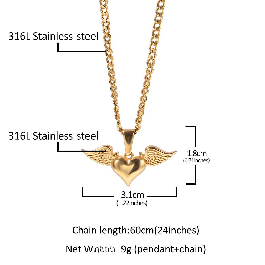 Vintage Stainless Steel Pendant Necklace with 60cm Cuban Chain for Women product image