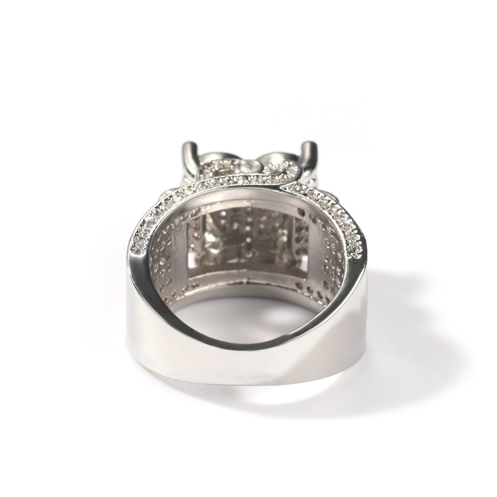 Iced Out Heart Ring for Women & Men – Gold or Silver Color Copper Ring with Micro Pave Cubic Zirconia, Hip Hop Unisex Statement Jewelry