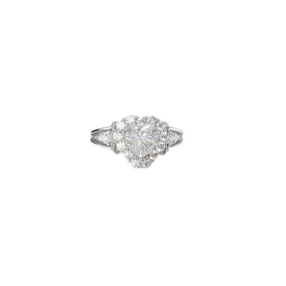1 Carat Heart Cut Moissanite Halo Ring for Women – Geometric Engagement, Promise or Wedding Ring