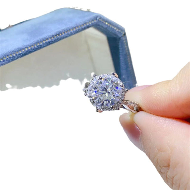 Floral Moissanite Ring for Women, 1 Carat or 2 Carat Engagement Ring, Halo Style Promise Ring product image