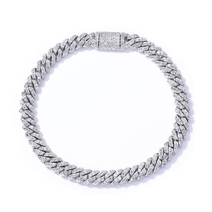 6 mm Single-Row Iced Cuban Copper Bracelet with Cubic Zirconia - CHA286