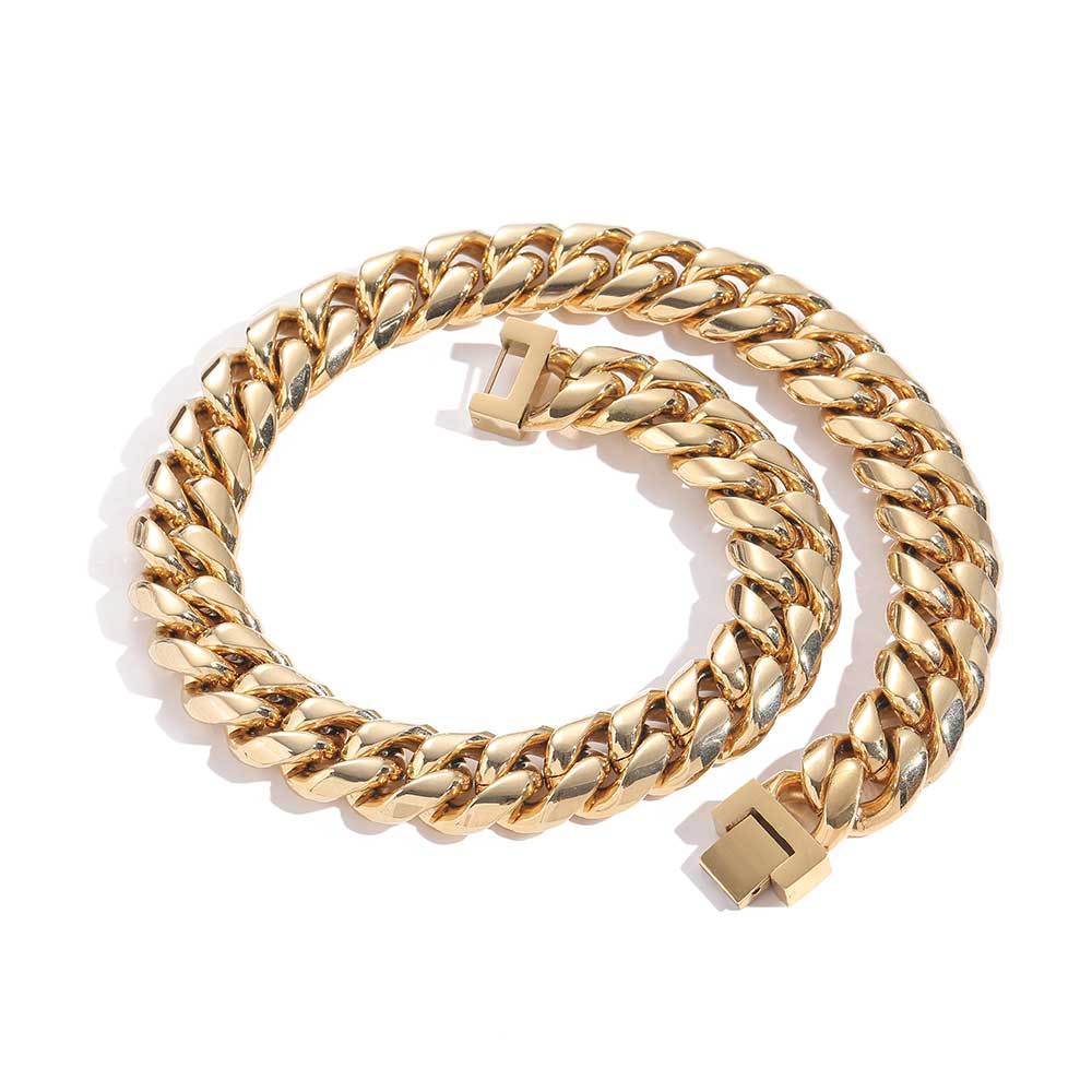 14-18 mm Rounded Polished Cuban Stainless steel Necklace or Bracelet - CHA110 product image