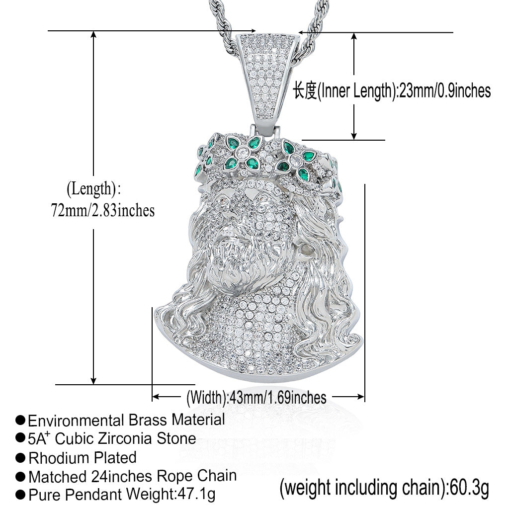 Hip Hop Vintage Four Leaf Clover Cubic Zirconia Pendant Necklace for Men and Women