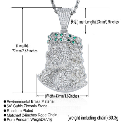 Hip Hop Vintage Four Leaf Clover Cubic Zirconia Pendant Necklace for Men and Women