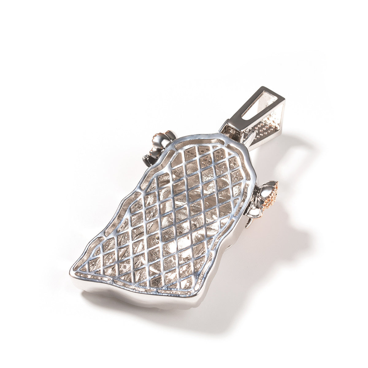 Iced Out Jesus Face Pendant Necklace with Cubic Zirconia Twisted Chain - Hip Hop Statement Silver, Silver Pink & Gold Silver Tone product image