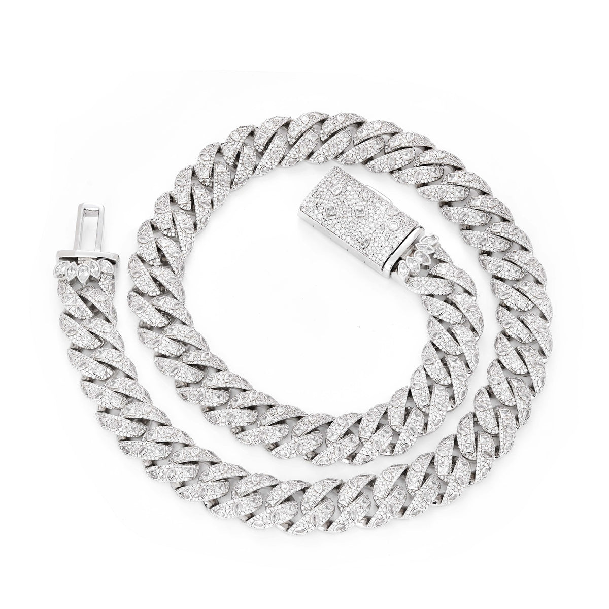 18mm Moissanite Cuban Link Chain Bracelet & Necklace, Iced Out Hip Hop Jewelry product image