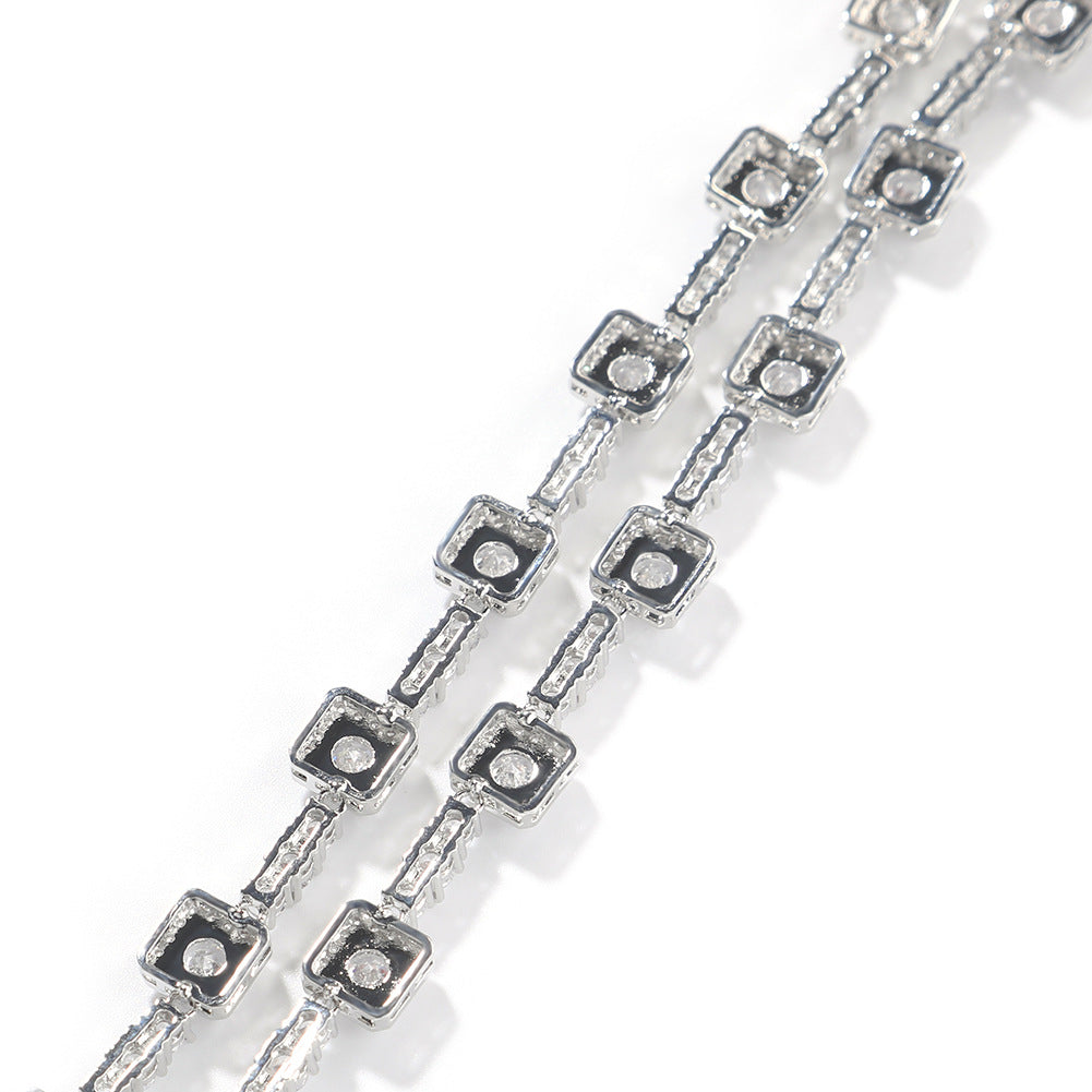 Luxury Cubic Zirconia Chain Necklace and Earrings Set for Women with Yellow Stone Pendant