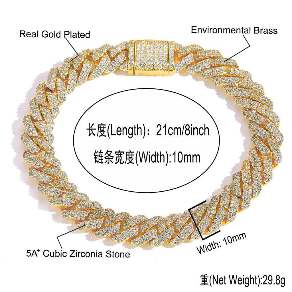 Light Luxury Four Leaf Clover Floral Cubic Zirconia Bracelet for Men