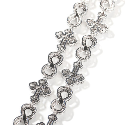 Iced Cross & Infinity Cubic Zirconia Chain Necklace for Women and Men